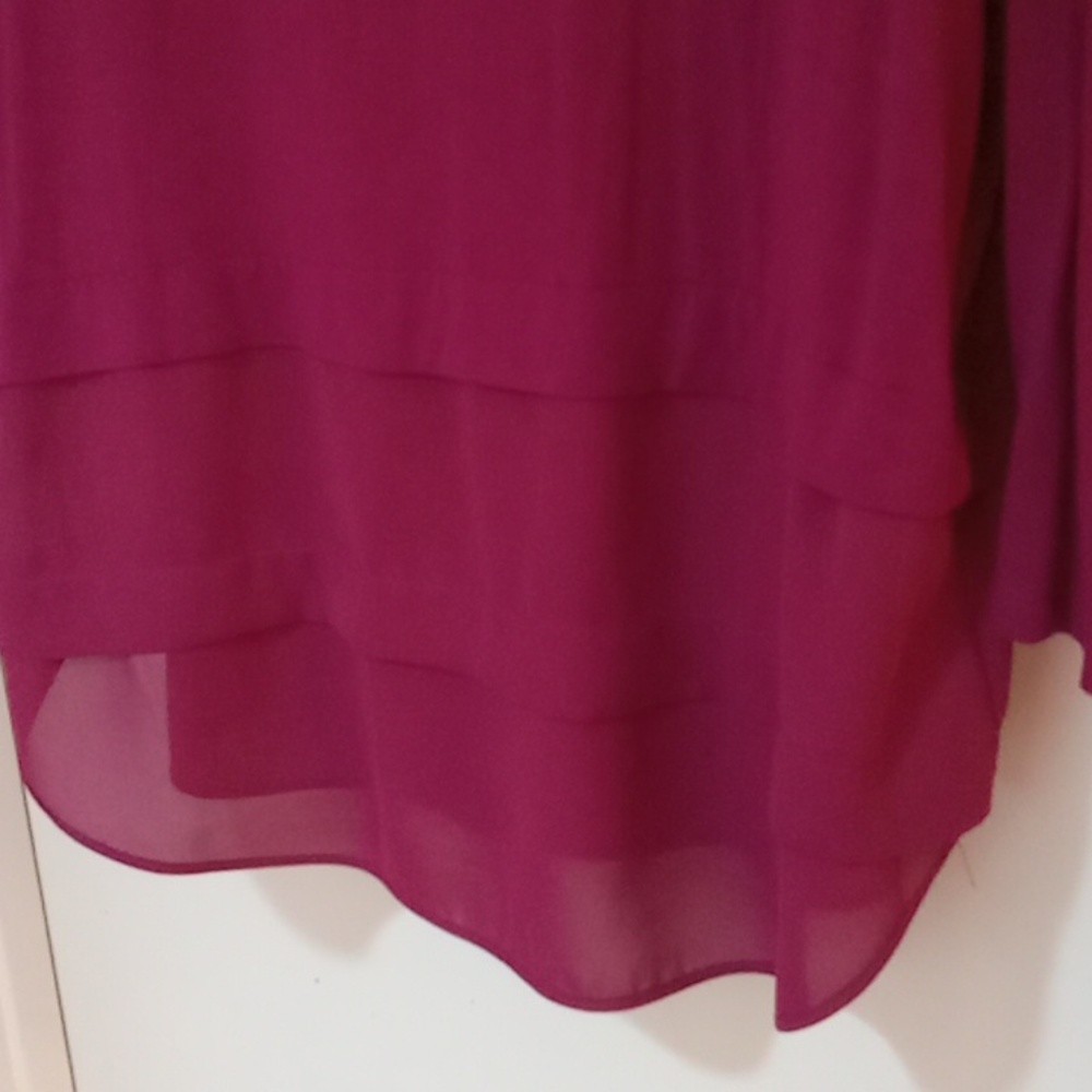 Michael Kors Maroon Top Long Sleeve Crew Neck With Chiffon Fabric Bottom Size L - Picture 5 of 5